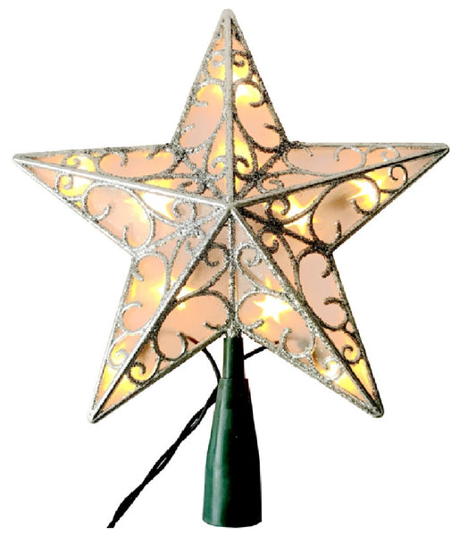 Santas Forest 36509 Christmas Tree Topper, Silver, 10 Lights