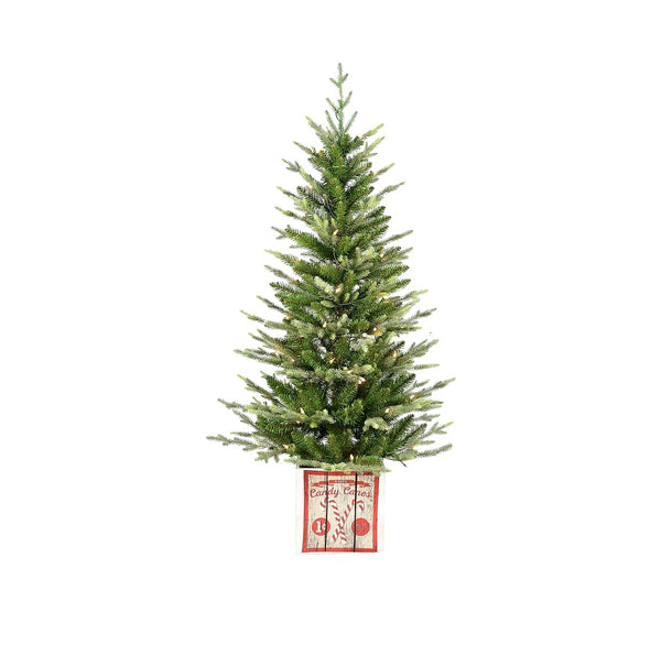 Santas Forest 29849 Christmas Tree, Candy cane Box Base, 4.5 Ft