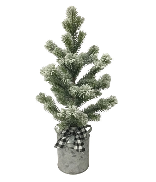 Santas Forest 44505 Flocked Christmas Tree, 24 Inch, Metal Milkcan