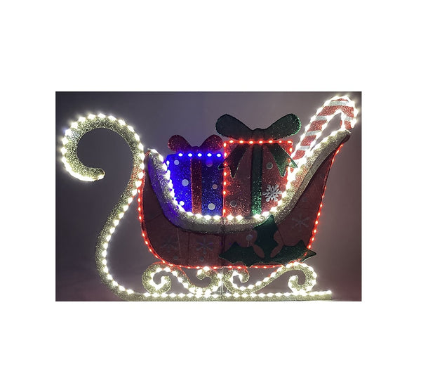 Santas Forest 72817 Glistening LED Sled, Red/White, Mini Bulb
