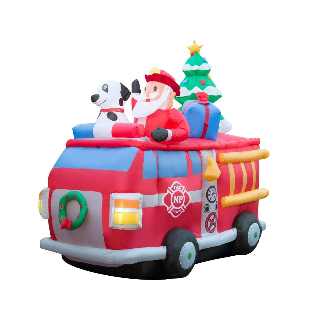 Santas Forest 90803 Inflatable Santa Fire Truck, Polyester, Multi Color