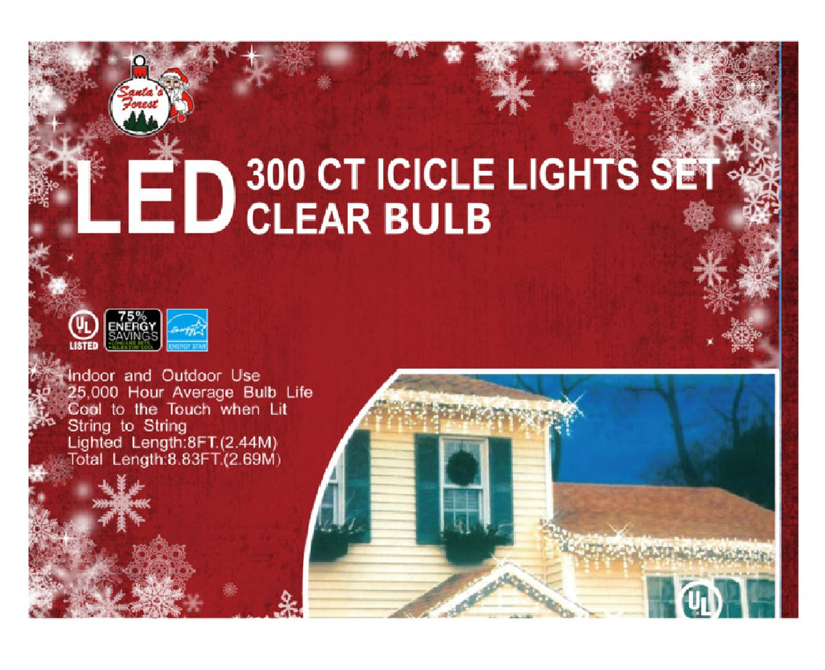 Santas Forest 06308 LED Icicle Light Set, 30.1 Feet, 300 pcs