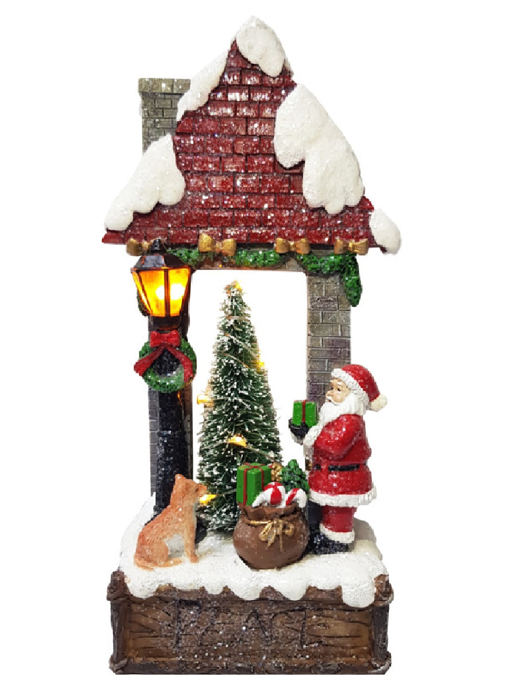 Santas Forest 36517 LED Resin Santa Doorway, 9.06 Inch H, Maroon White