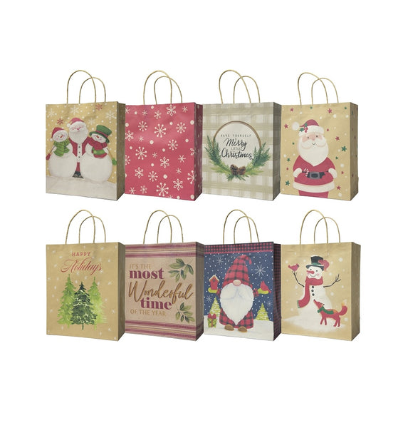 Santas Forest 69817 Large Kraft Gift Bag with Handle, Kraft Paper, Festive