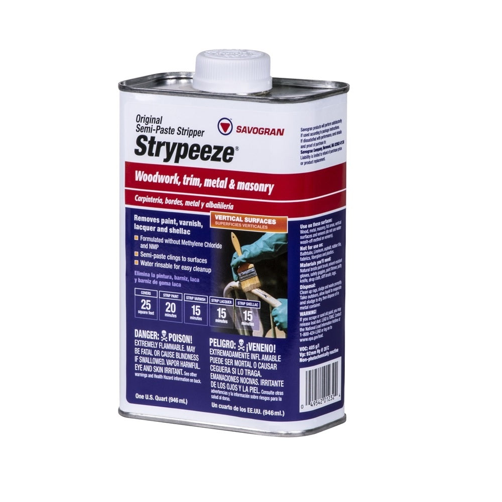 Savogran 01232 Strypeeze Semi-Paste Stripper Paint/Varnish Remover, 1 Quart
