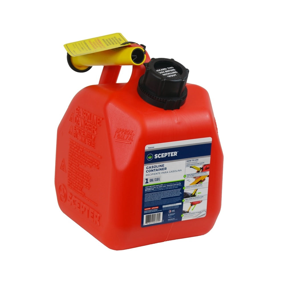 Scepter FG4G111 Flo-n-Go Polypropylene Gas Can, Red, 1-Gallon