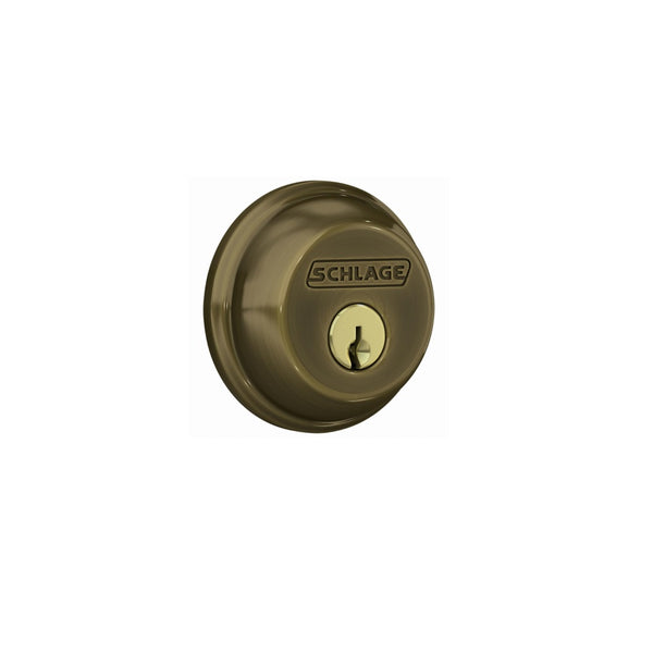 Schlage B60NG609 Single Cylinder Deadbolt Lock, Antique Brass