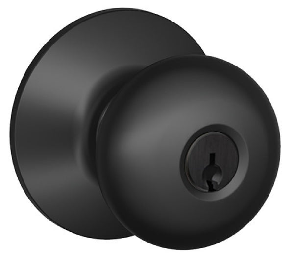 Schlage F51APLY622 Plymouth Keyed Entry Door Knobset, Matte Black