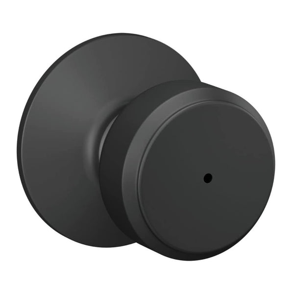 Schlage F40BOW622 Bed and Bath Bowery Door Knob, Matte, Black