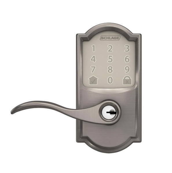 Schlage FE789CAM619ACC Encode WiFi Deadbolt with Accent Lever, Satin Nickel
