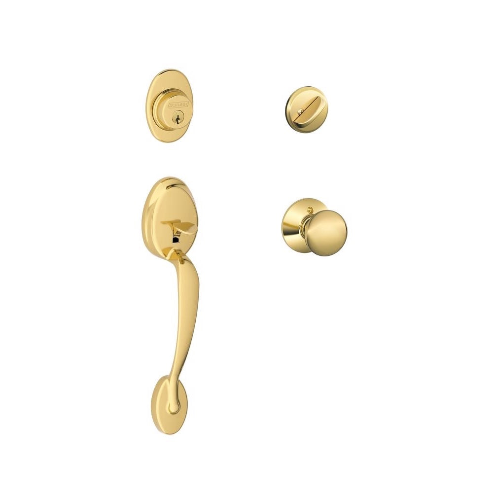 Schlage F60GPLY605 Plymouth Entry Handleset, Bright Brass