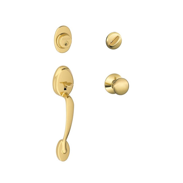Schlage F60GPLY605 Plymouth Entry Handleset, Bright Brass