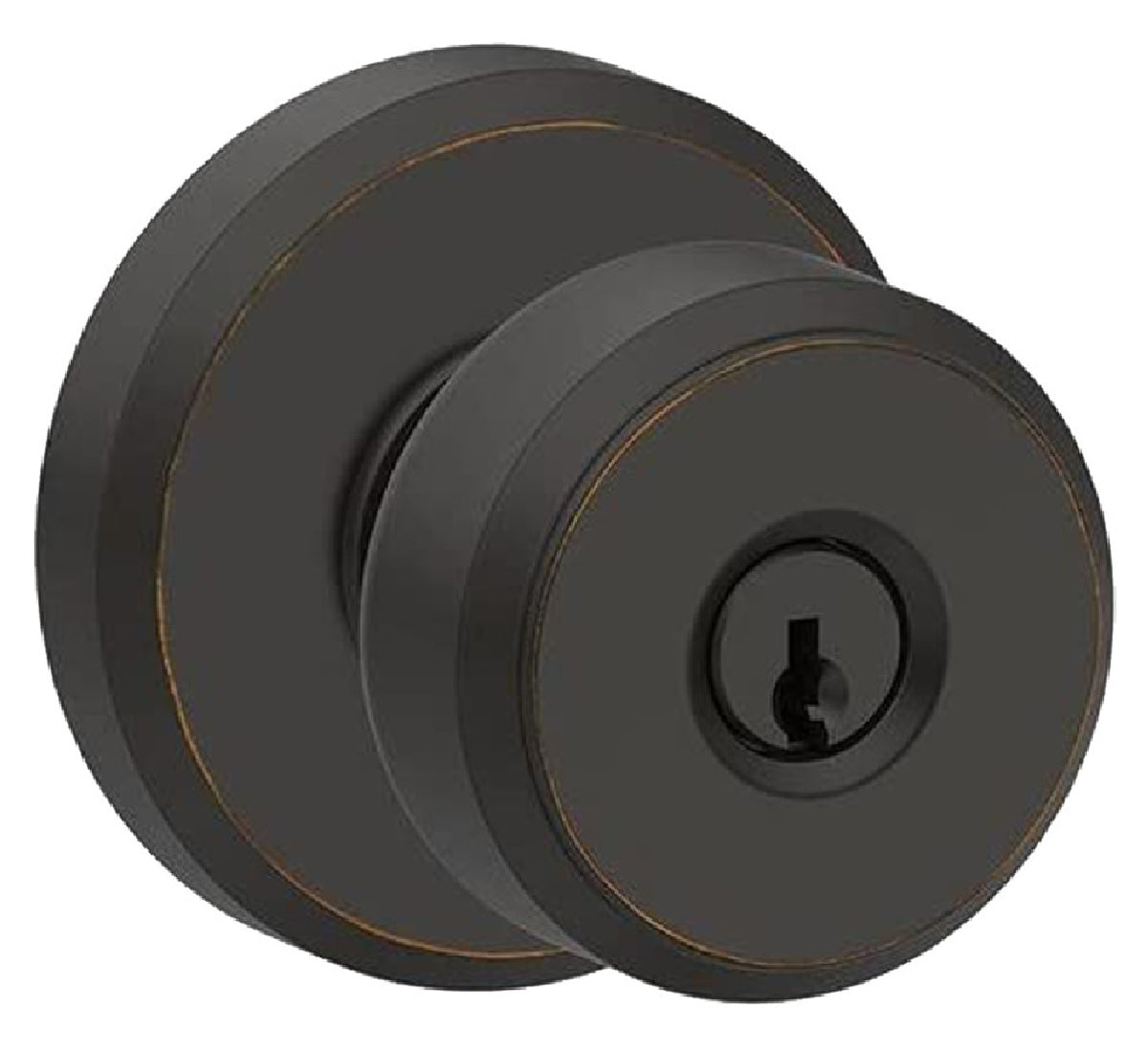 Schlage F51 V BWE 716 Keyed Entry Knob Lock, Aged Bronze