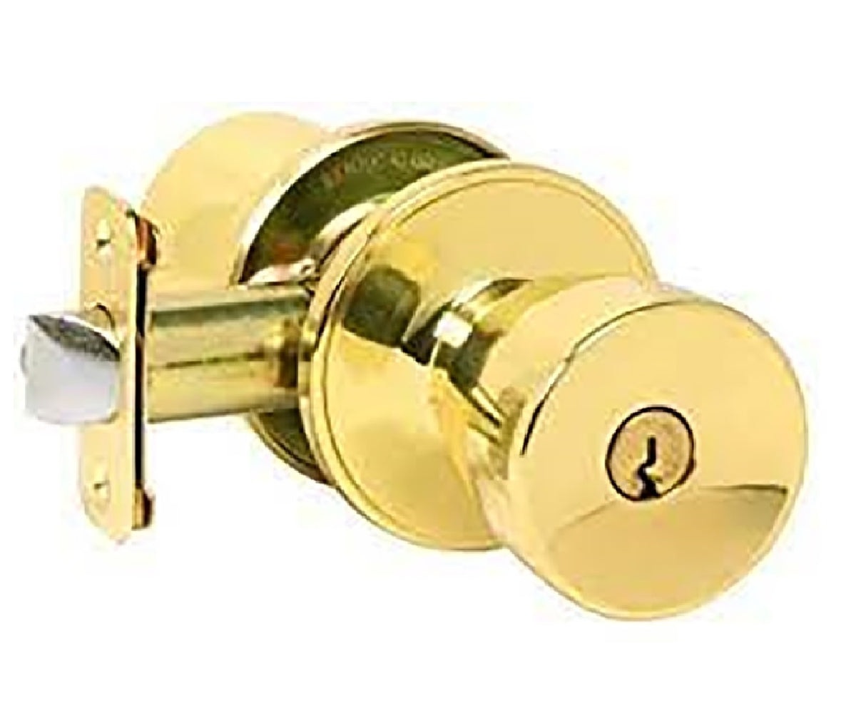 Schlage J54VBYR605 Keyed Door Entry Knob, Metal, Brass