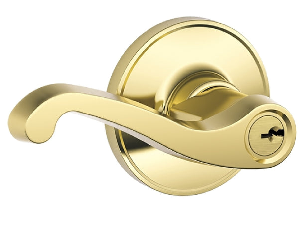 Schlage J54VLAS605 Reversible Entry Door Locks Lever, Bright Brass, Zinc
