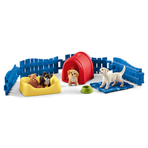 Schleich 42480 Puppy Pen Toy, Vinyl Plastic, Assorted Color