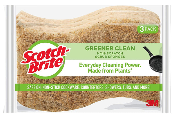 Scotch-Brite 97033 Greener Clean Non-Scratch Scrub Sponge, 3-Pack