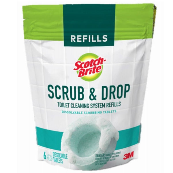 Scotch-Brite 559-SD-RF-6 Scrub & Drop Toilet Cleaning Refill Tablet, Green