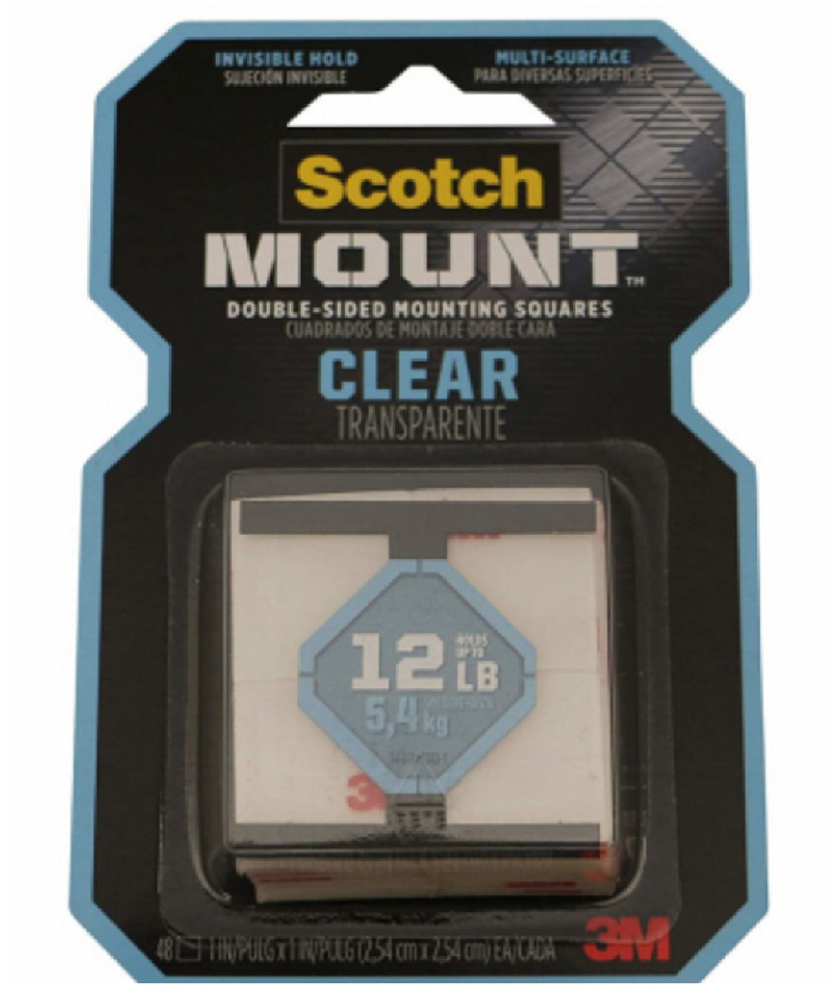 Scotch 410H-SQ-48 Mount Double-Sided Mounting Squares Tape, Clear