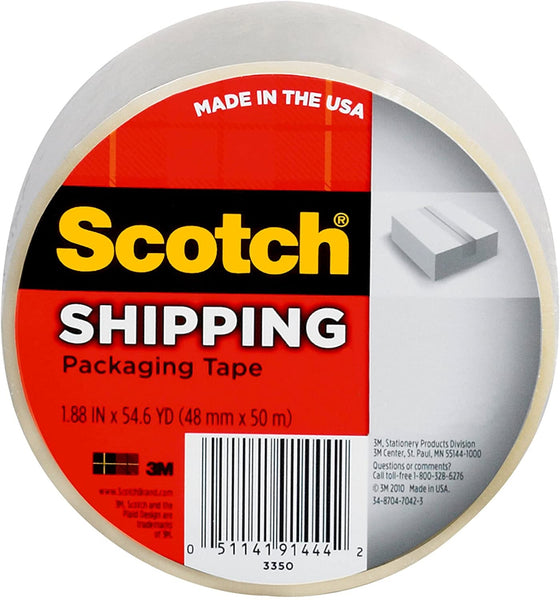 Scotch 3350 Lightweight Shipping Packaging Tape, 1.88 Inches x 54.6 Yards
