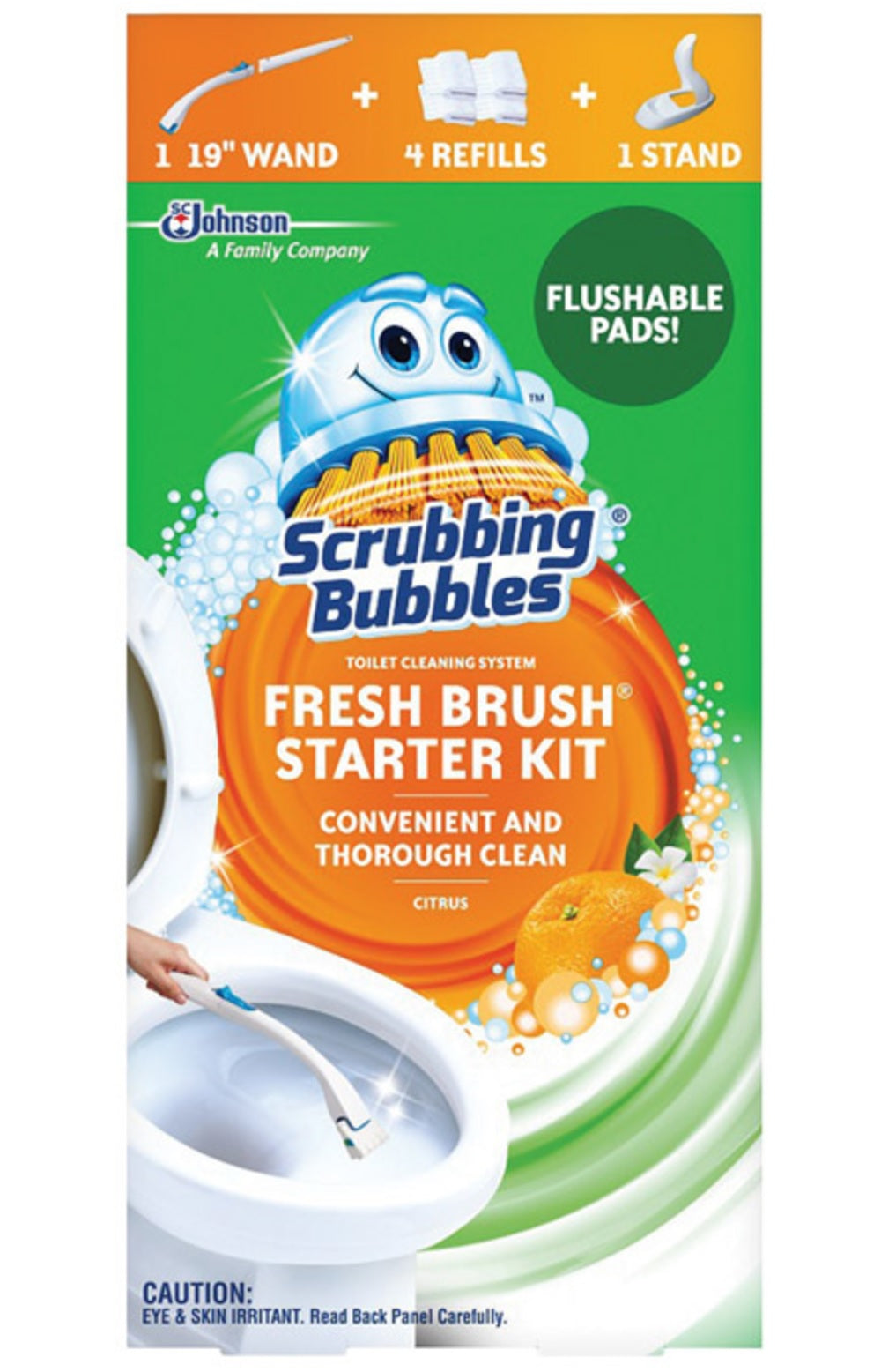 Scrubbing Bubbles 00079 Fresh Brush Disposable Toilet Scrubber Kit, Citrus Scent