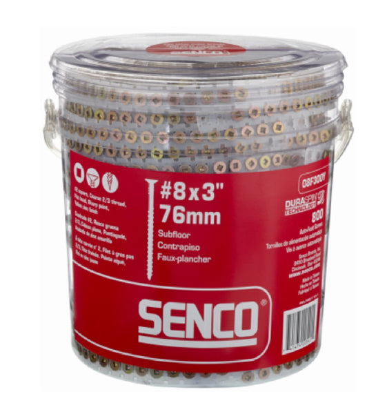 Senco 08F300Y Flat Head Wood Screw, Steel, Yellow Zinc