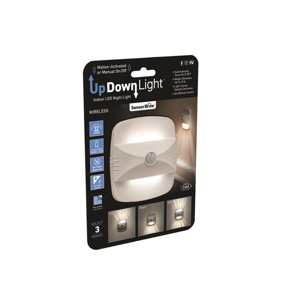 Sensor Brite SBUD-CD6 UpDown Light Wireless Motion Activated LED Light, White