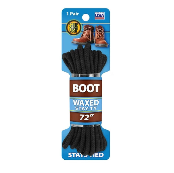 Shoe Gear 311-32 Waxed Boot Lace, Black, 72 inch