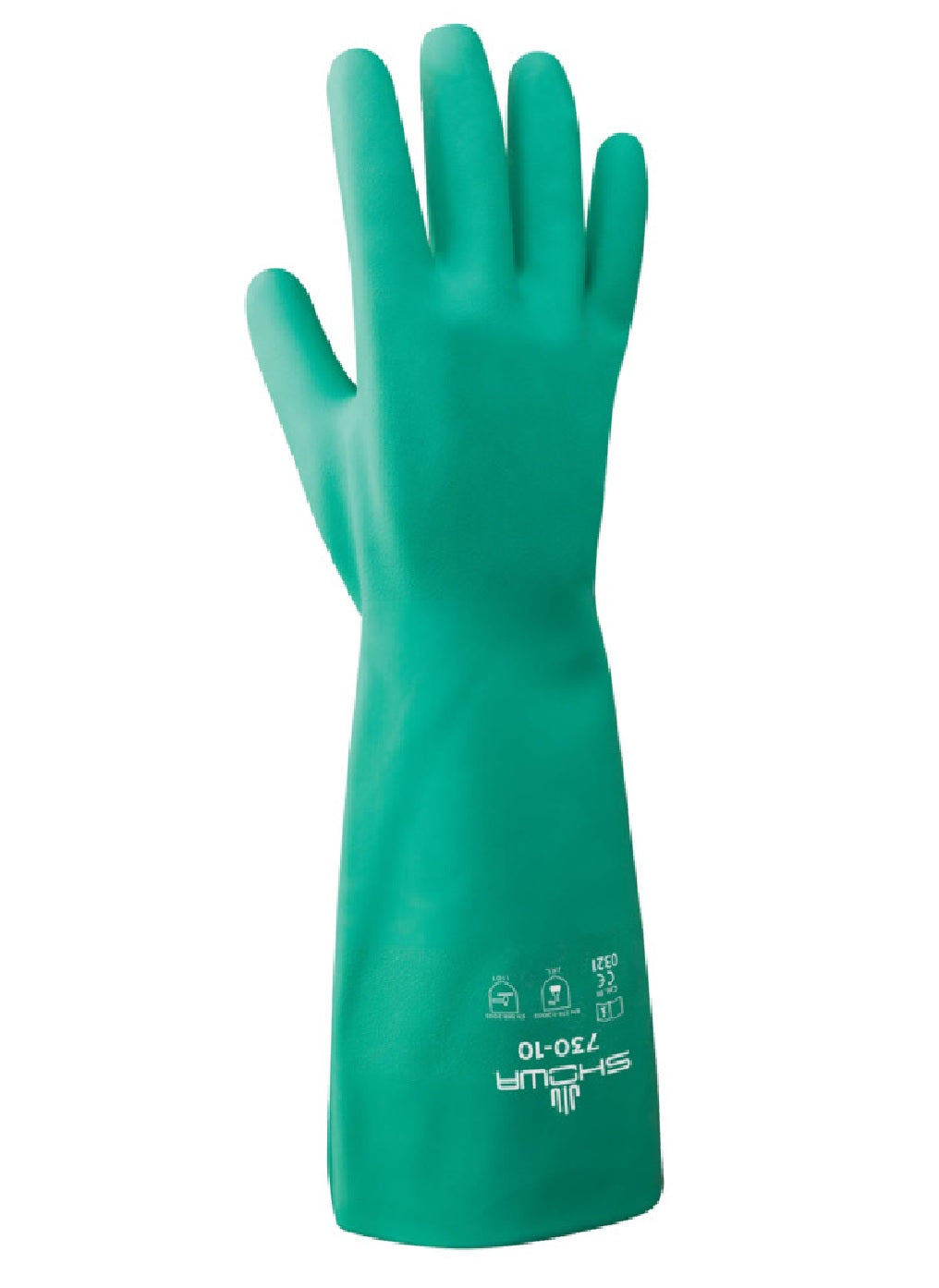 Showa 730-07.RT Unisex Nitrile Chemical Gloves, Green