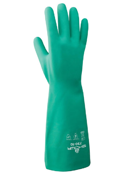 Showa 730-07.RT Unisex Nitrile Chemical Gloves, Green