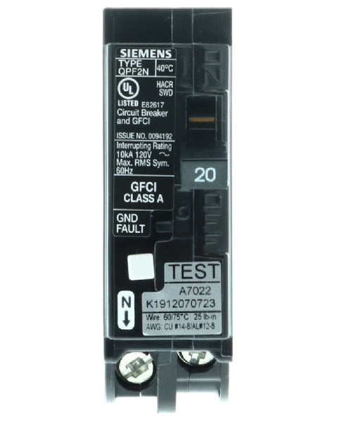 Siemens QF120AN Circuit Breaker, 120 V, Ground-Fault