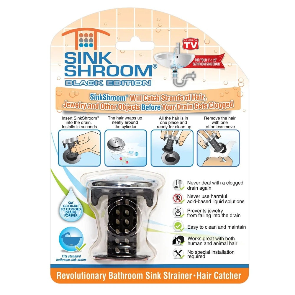 SinkShroom SSBLK425 Edition Revolutionary Bathroom Sink Drain Protector