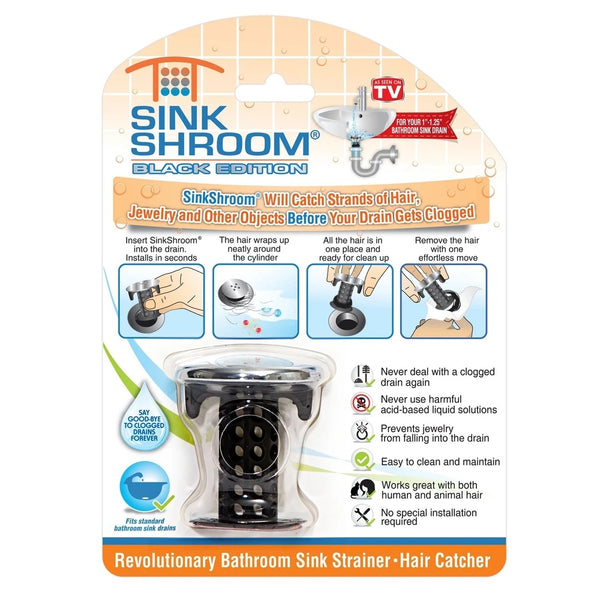 SinkShroom SSBLK425 Edition Revolutionary Bathroom Sink Drain Protector