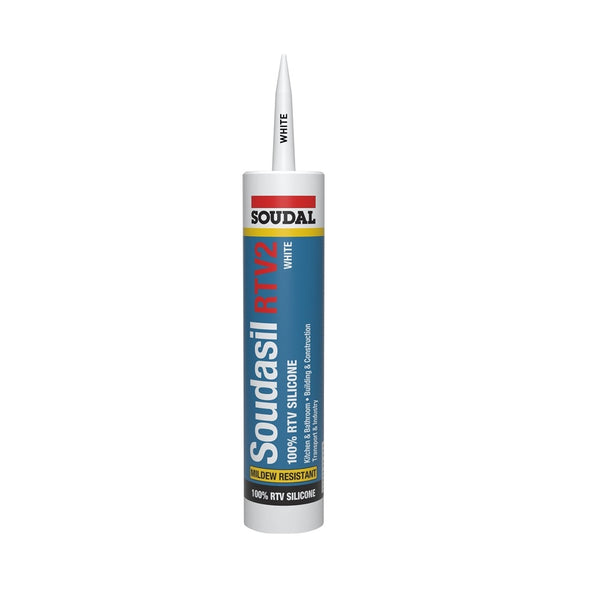 Soudal 146726 Silicone Sealant, White, 10.1 Oz