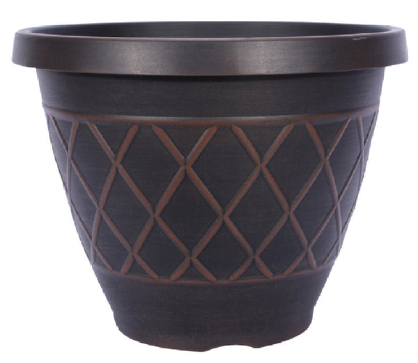 Southern Patio HDR-054849 Planter, Round, Brown, 15 Inch