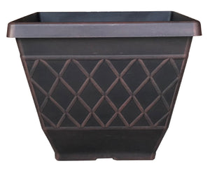 Southern Patio HDR-054856 Planter, Square, Brown, 16 Inch
