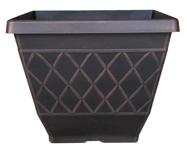 Southern Patio HDR-054856 Planter, Square, Brown, 16 Inch