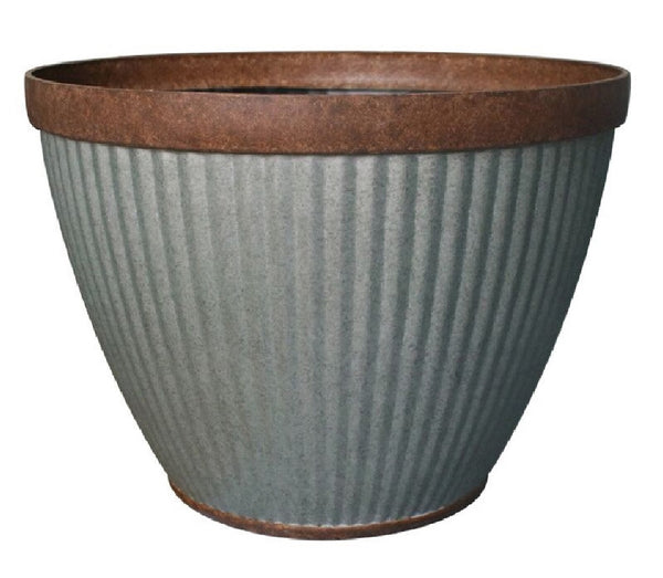 Southern Patio HDR-054795 Round Westlake Planter, Rustic Galvanized, 15 Inch