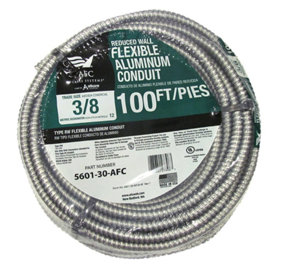 Southwire FO37501001 Aluminum Flex Conduit, 3/8 Inch x 100 Feet
