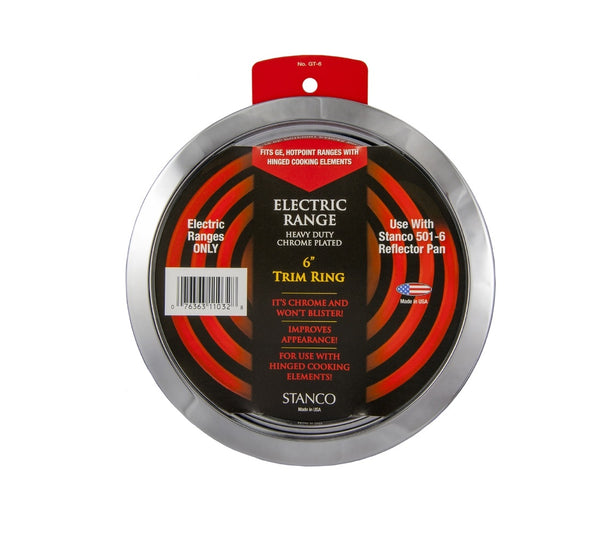 Stanco GT-6 Electric Range Trim Ring, Chrome Plated, 6"