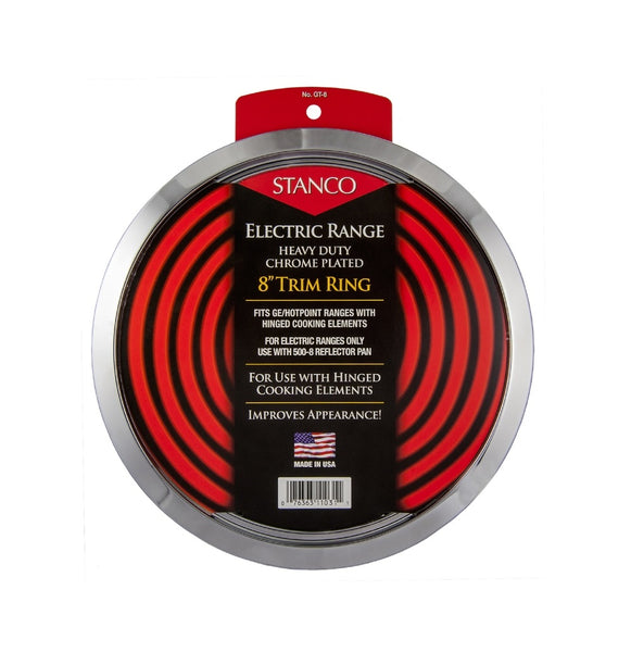 Stanco GT-8 Electric Range Trim Ring, Chrome Plated Steel, 8"