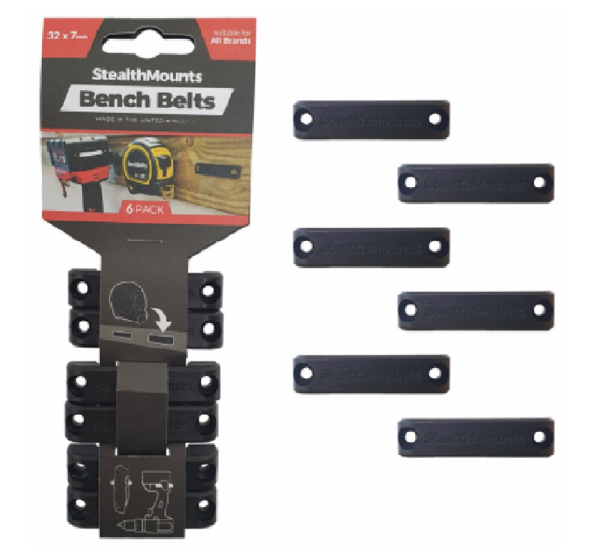 StealthMounts BB-BLK-6 Bench Belt Universal Tool Holder, Black – Toolbox  Supply