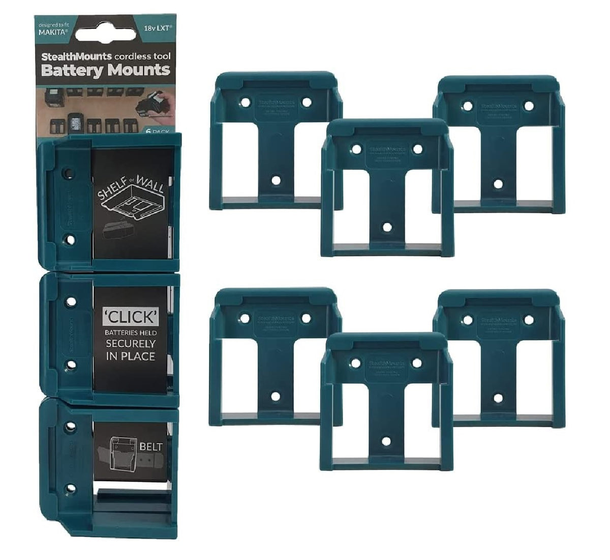StealthMounts BM-MK18-BLU-6 Makita 18v LXT Battery Mounts