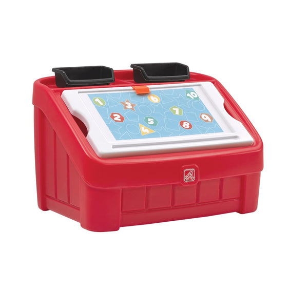 Step 2 848900 2-in-1 Kids Toy Box & Art Lid, Red