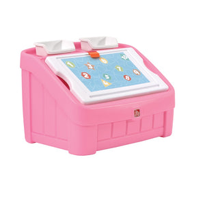 Step 2 848800 2-in-1 Kids Toy Box and Art Lid, Pink
