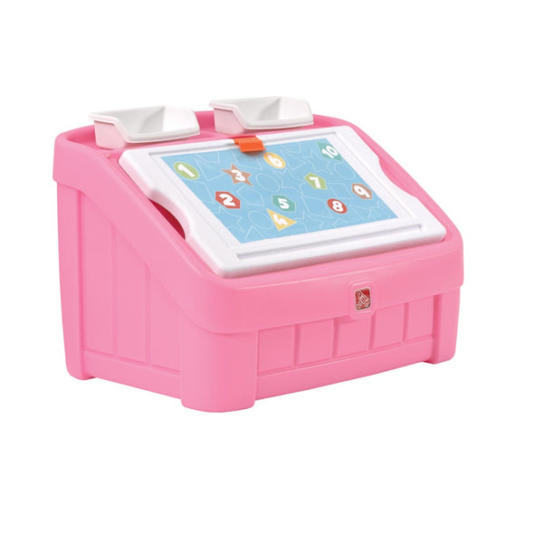 Step 2 848800 2-in-1 Kids Toy Box and Art Lid, Pink
