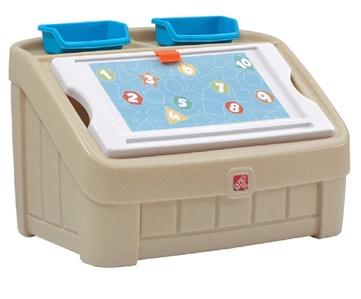 Step 2 845500 2-in-1 Toy Box and Art Lid, Tan