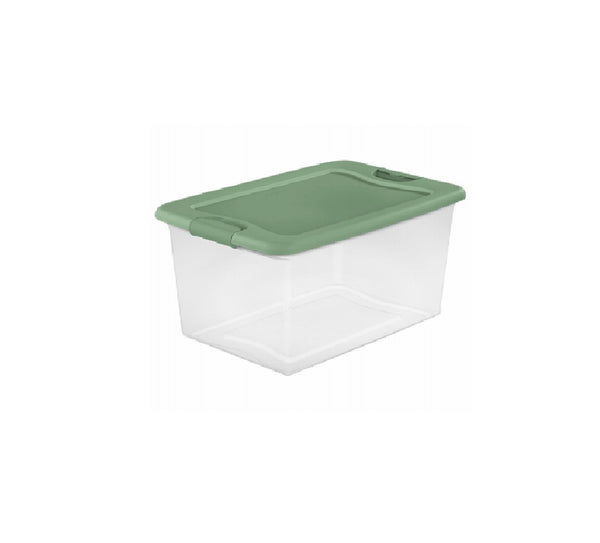 Sterilite 14979V06 Latch Storage Box, Green Lid, 64 Quart