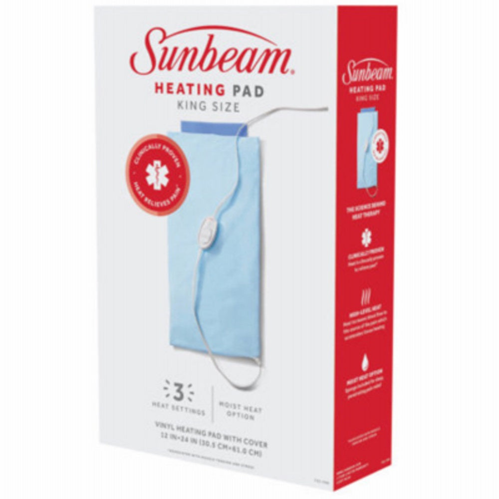 Sunbeam 2102222 King Size Moist Heating Pad, 12 Inch x 24 Inch