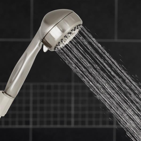 Waterpik TRS-559E PowerSpray Plus 5 settings Showerhead, Brushed Nickel